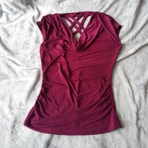 Dressy ruched burgandy dress top